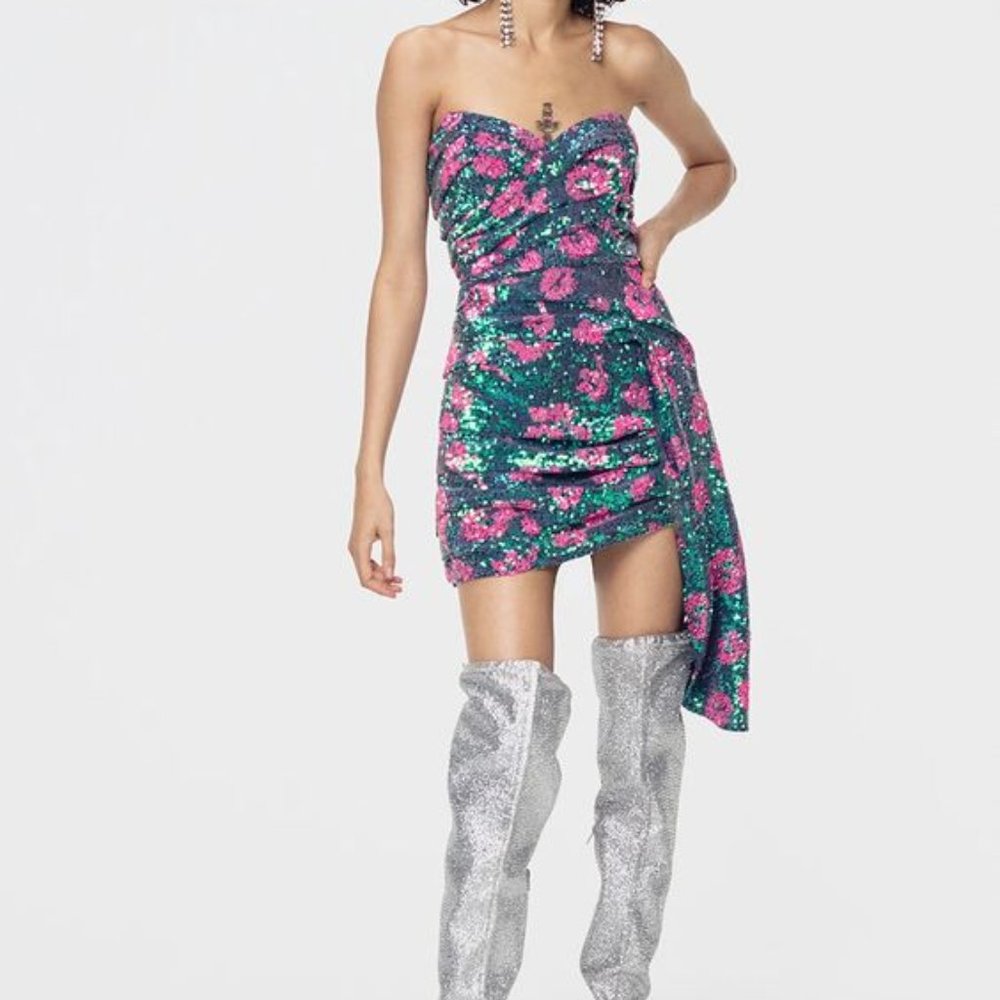 For Love & Lemons Pauline Sequin Strapless Dress